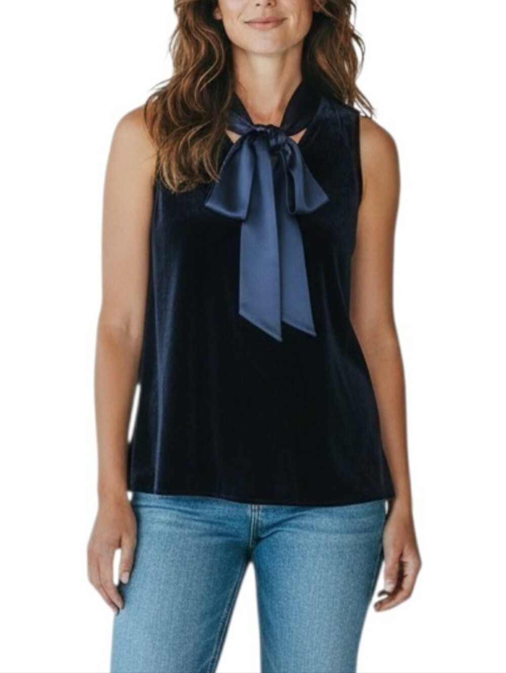*NWT* J.Crew Black Velvet Sleeveless Bow Neck Cami Top Size L